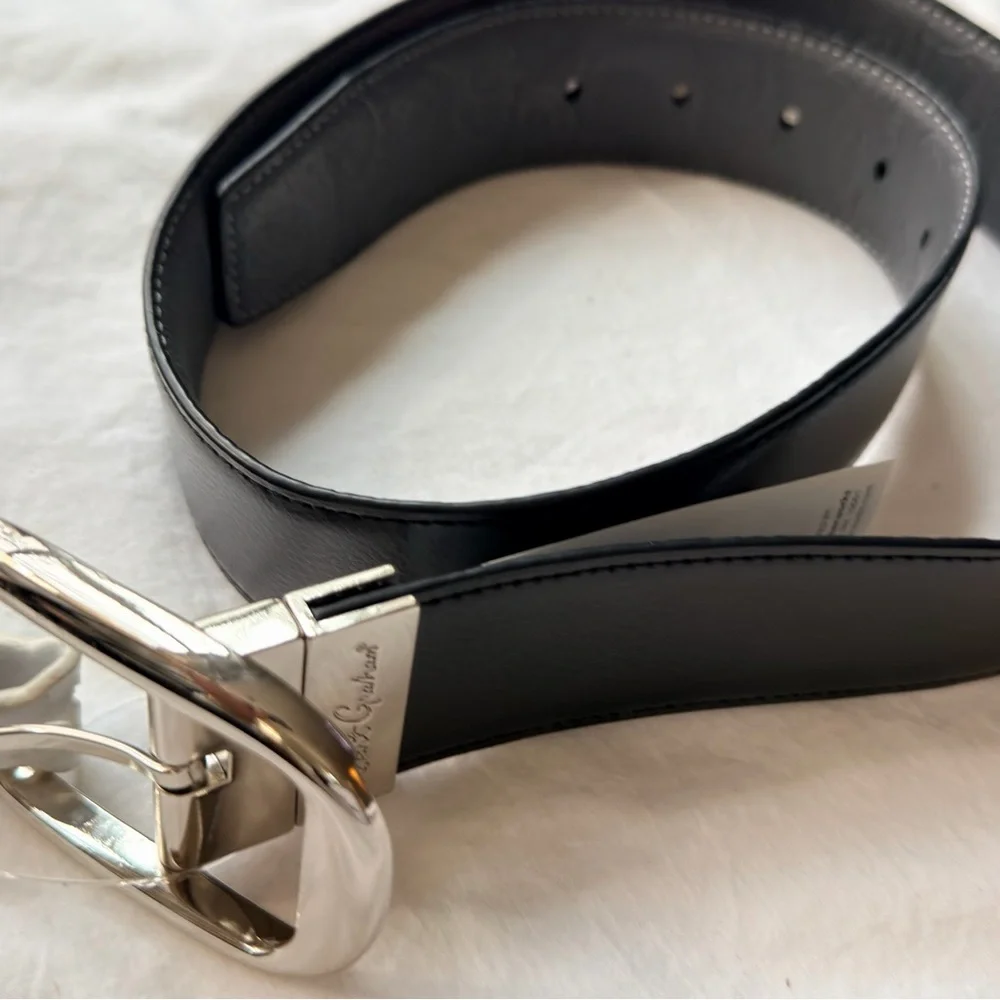 Robert‎ Graham Black Belt with Polished Silver Buckle